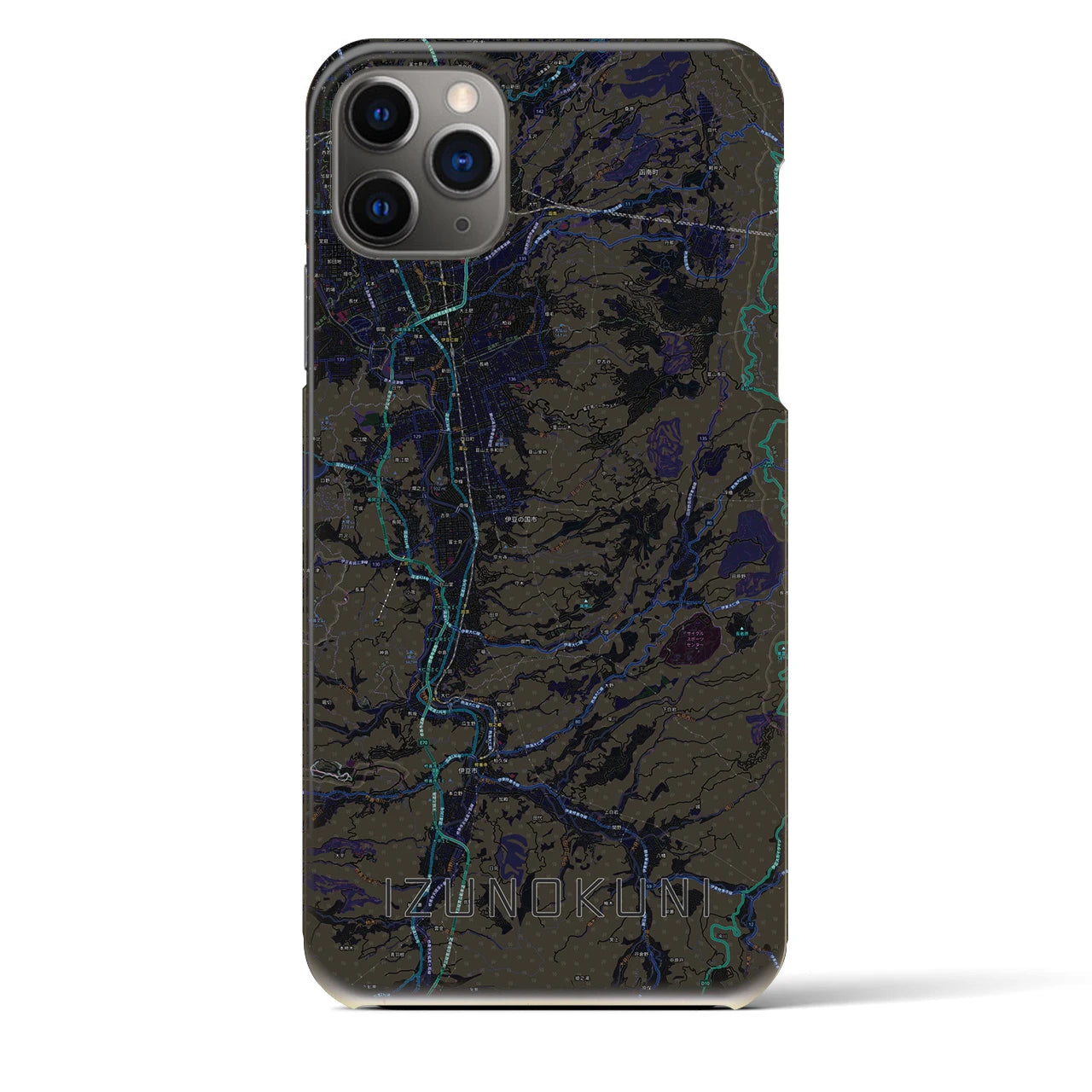 【伊豆の国】地図柄iPhoneケース（バックカバータイプ・ブラック）iPhone 11 Pro Max 用