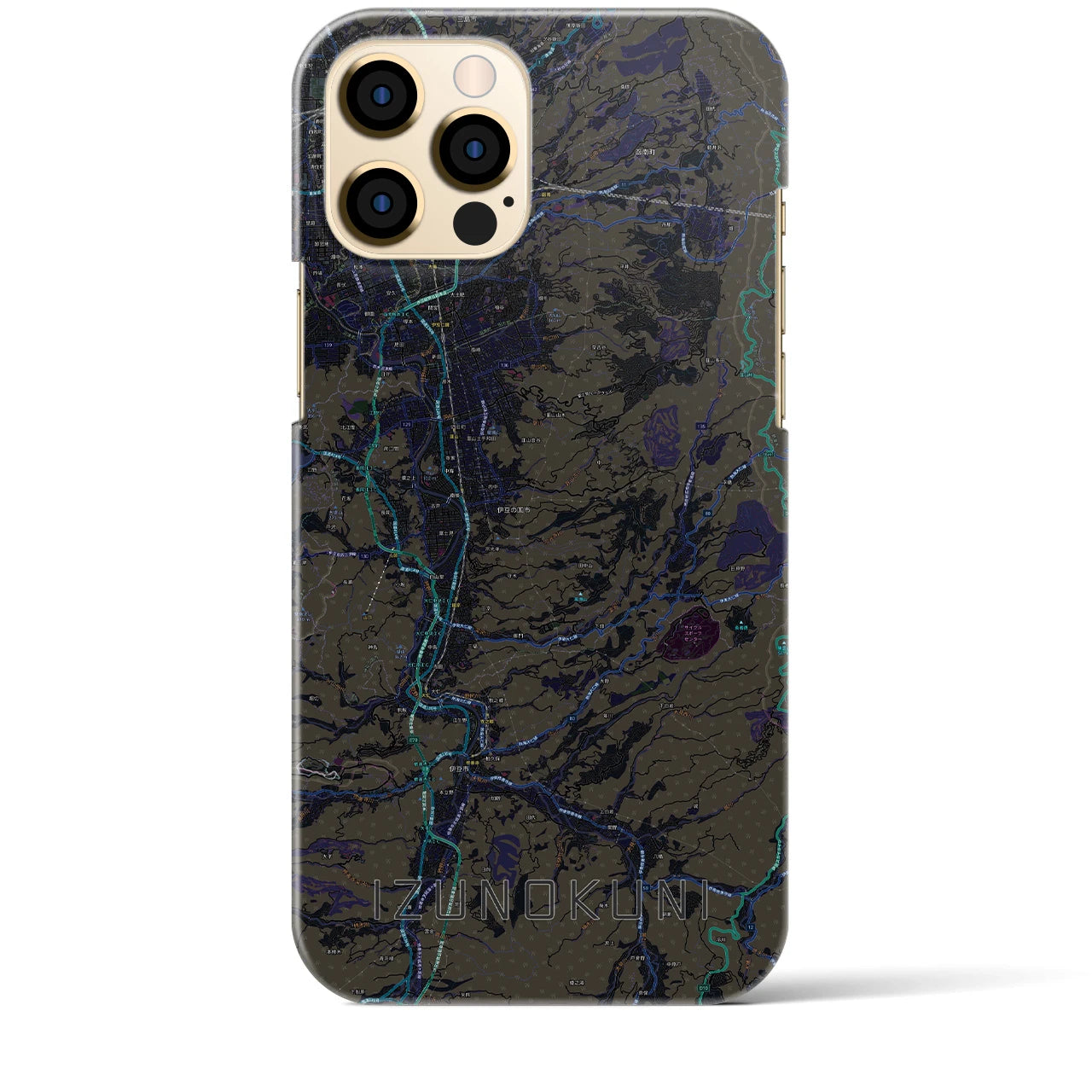 【伊豆の国】地図柄iPhoneケース（バックカバータイプ・ブラック）iPhone 12 Pro Max 用
