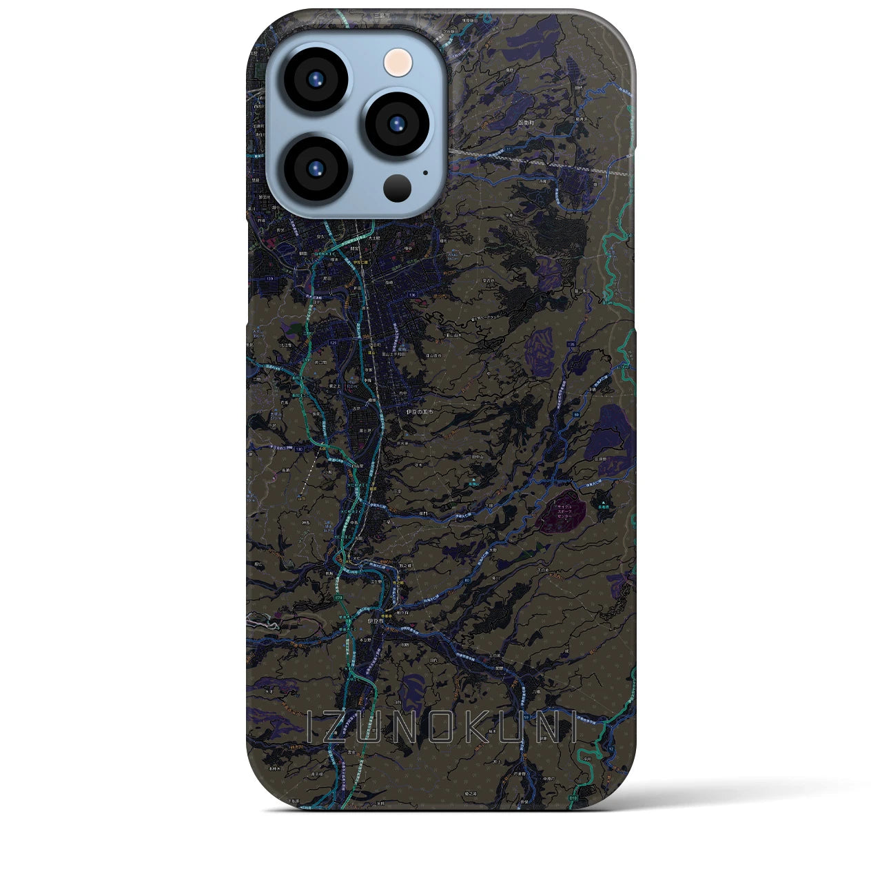 【伊豆の国】地図柄iPhoneケース（バックカバータイプ・ブラック）iPhone 13 Pro Max 用