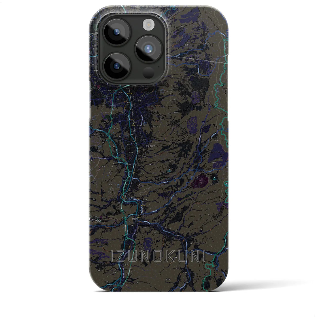 【伊豆の国】地図柄iPhoneケース（バックカバータイプ・ブラック）iPhone 15 Pro Max 用