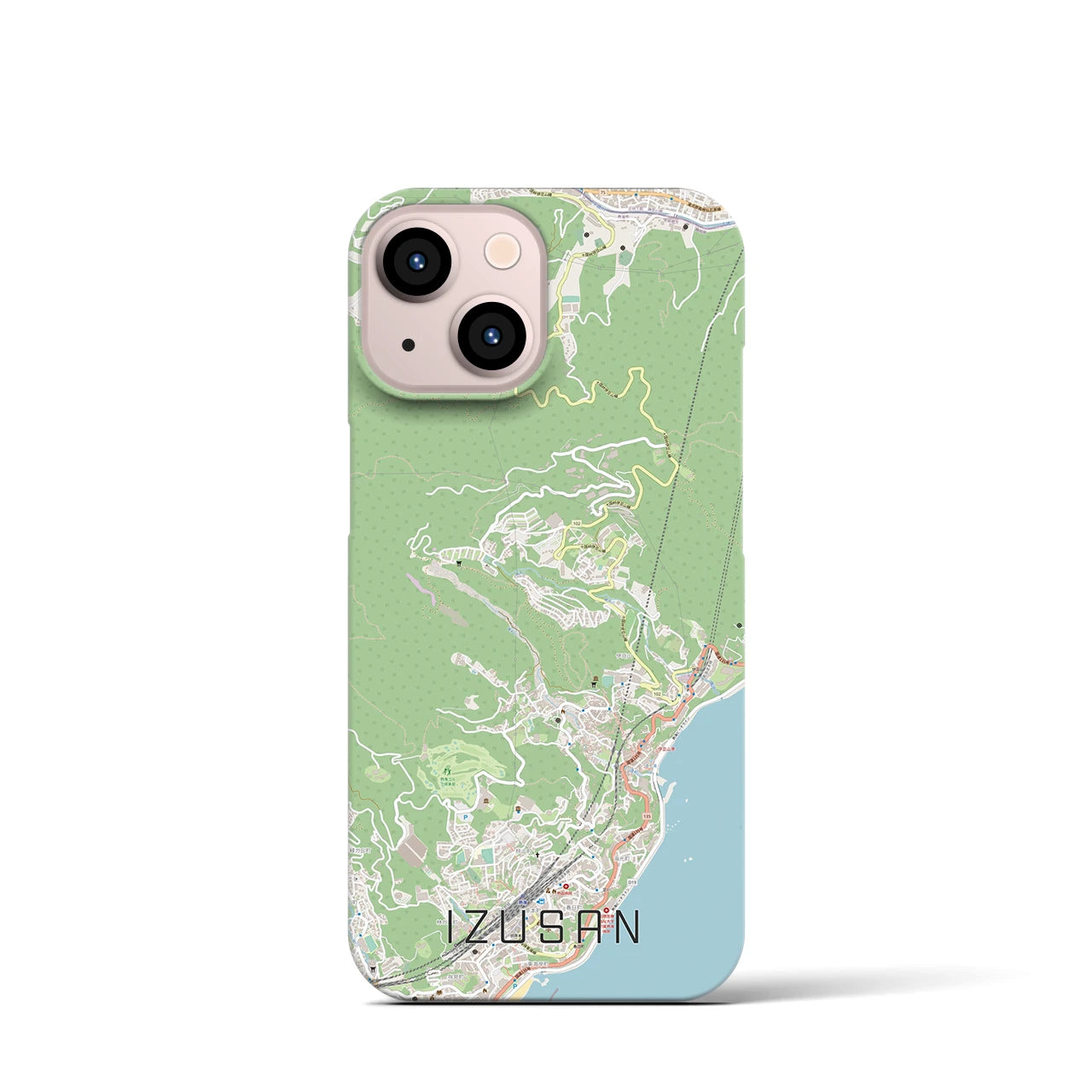 【伊豆山】地図柄iPhoneケース（バックカバータイプ・ナチュラル）iPhone 13 mini 用