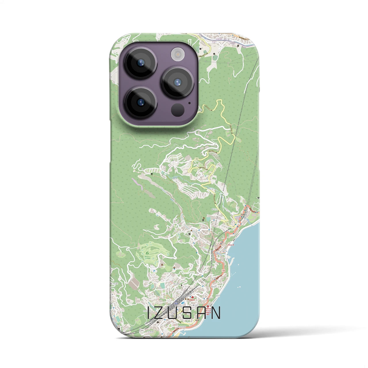 【伊豆山】地図柄iPhoneケース（バックカバータイプ・ナチュラル）iPhone 14 Pro 用