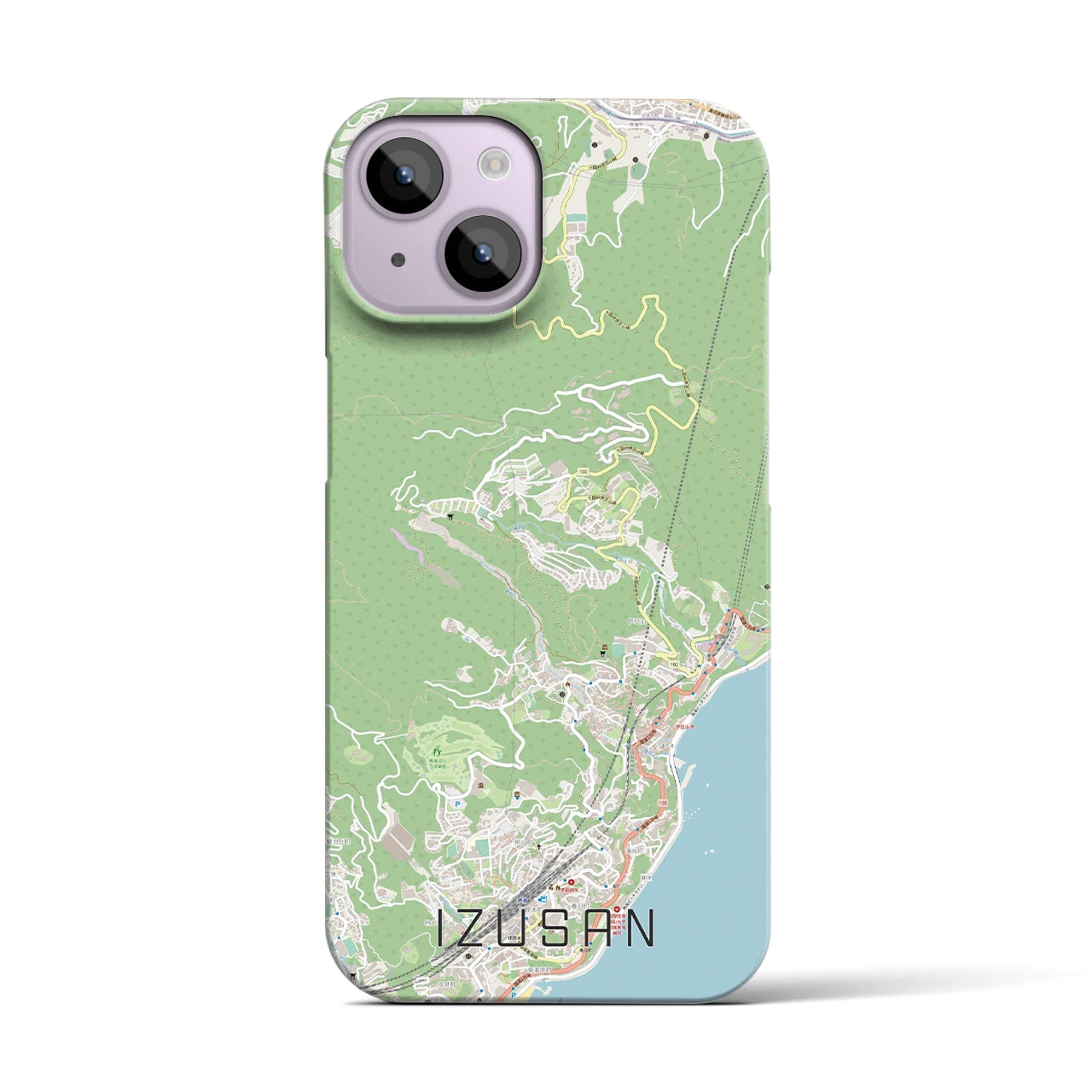 【伊豆山】地図柄iPhoneケース（バックカバータイプ・ナチュラル）iPhone 14 用