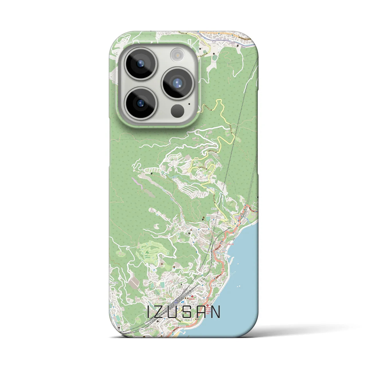 【伊豆山】地図柄iPhoneケース（バックカバータイプ・ナチュラル）iPhone 15 Pro 用