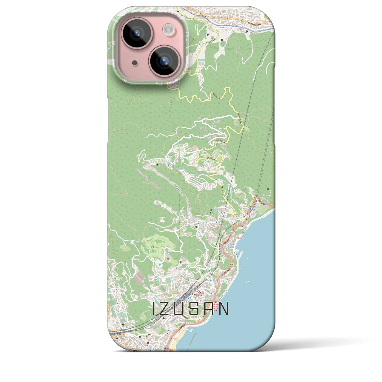 【伊豆山】地図柄iPhoneケース（バックカバータイプ・ナチュラル）iPhone 15 Plus 用