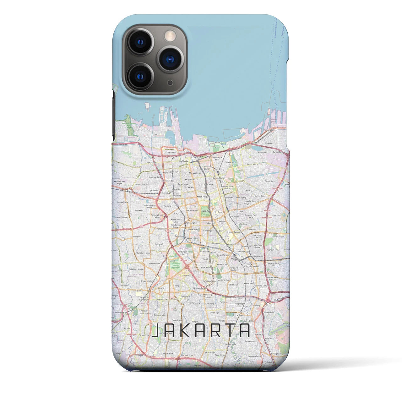 【ジャカルタ】地図柄iPhoneケース（バックカバータイプ・ナチュラル）iPhone 11 Pro Max 用