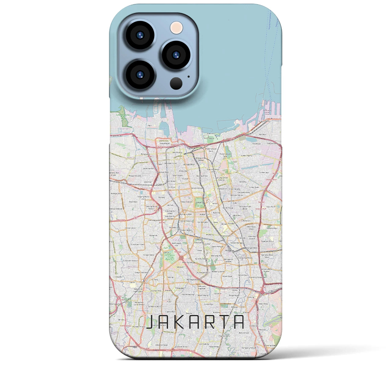 【ジャカルタ】地図柄iPhoneケース（バックカバータイプ・ナチュラル）iPhone 13 Pro Max 用