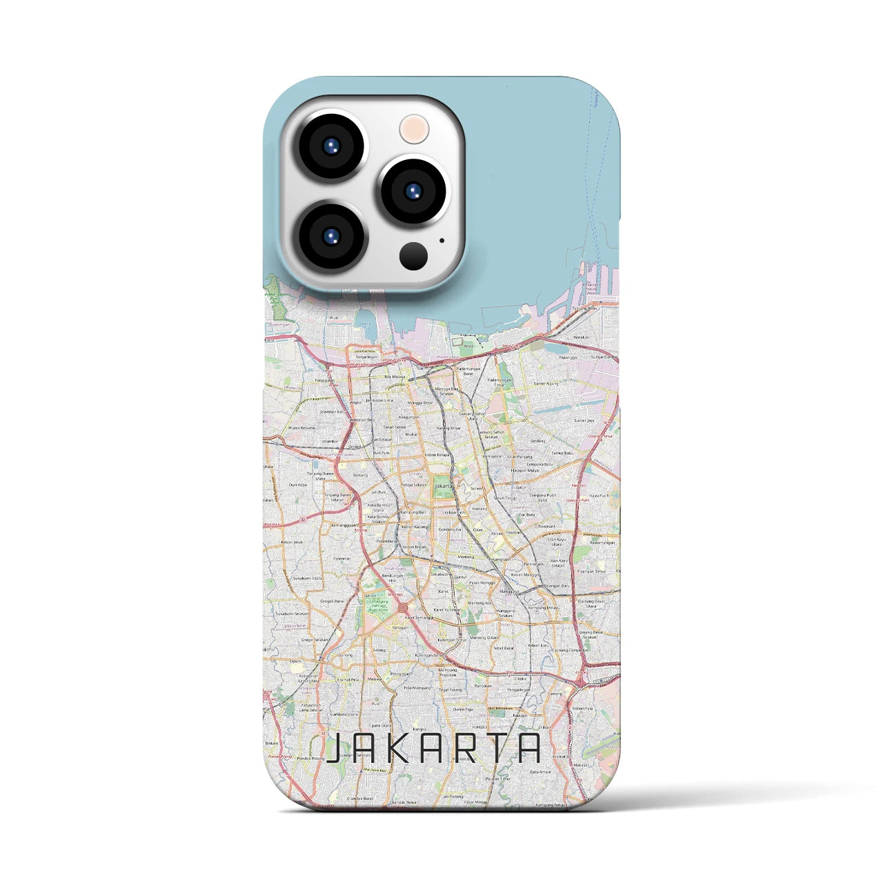 【ジャカルタ】地図柄iPhoneケース（バックカバータイプ・ナチュラル）iPhone 13 Pro 用