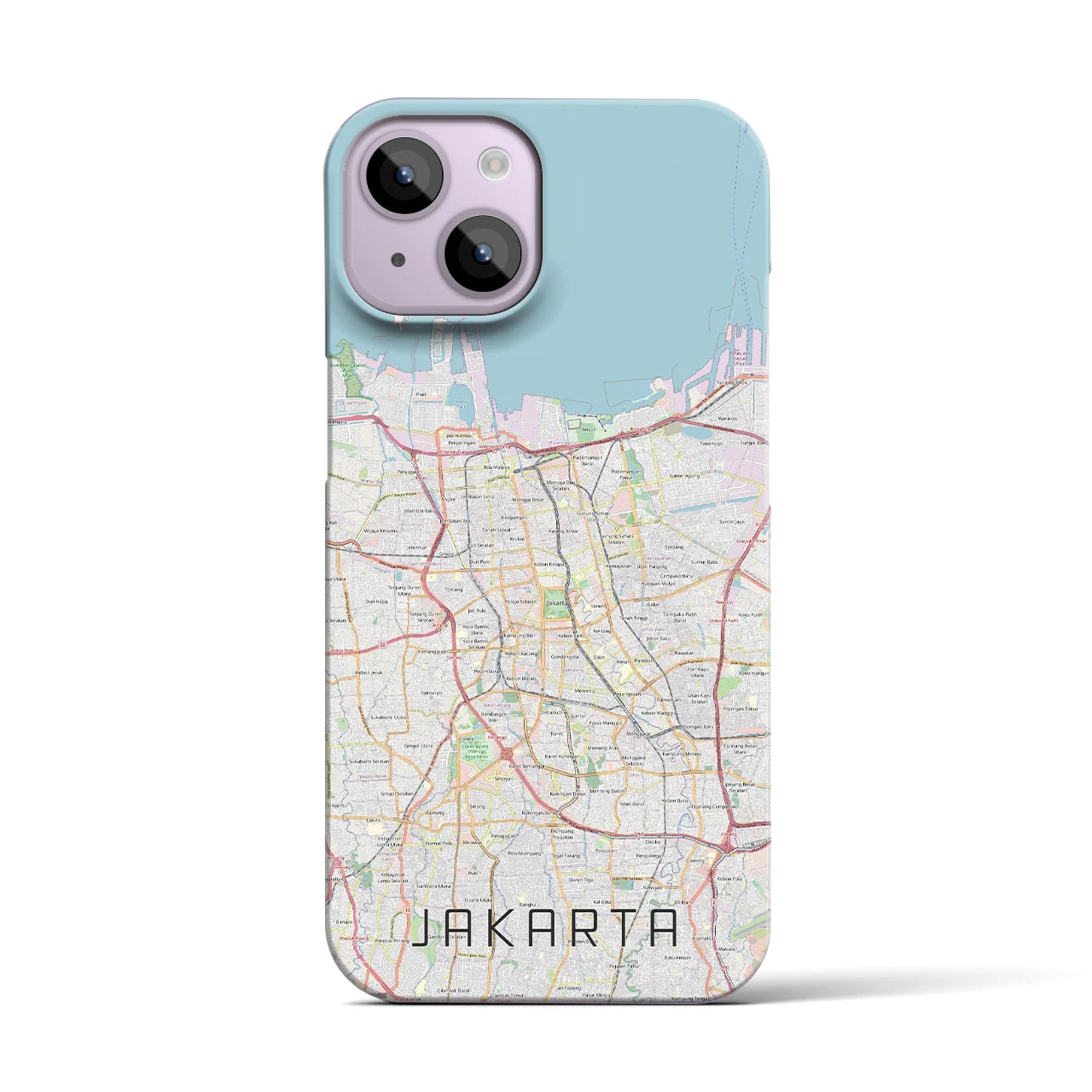 【ジャカルタ】地図柄iPhoneケース（バックカバータイプ・ナチュラル）iPhone 14 用