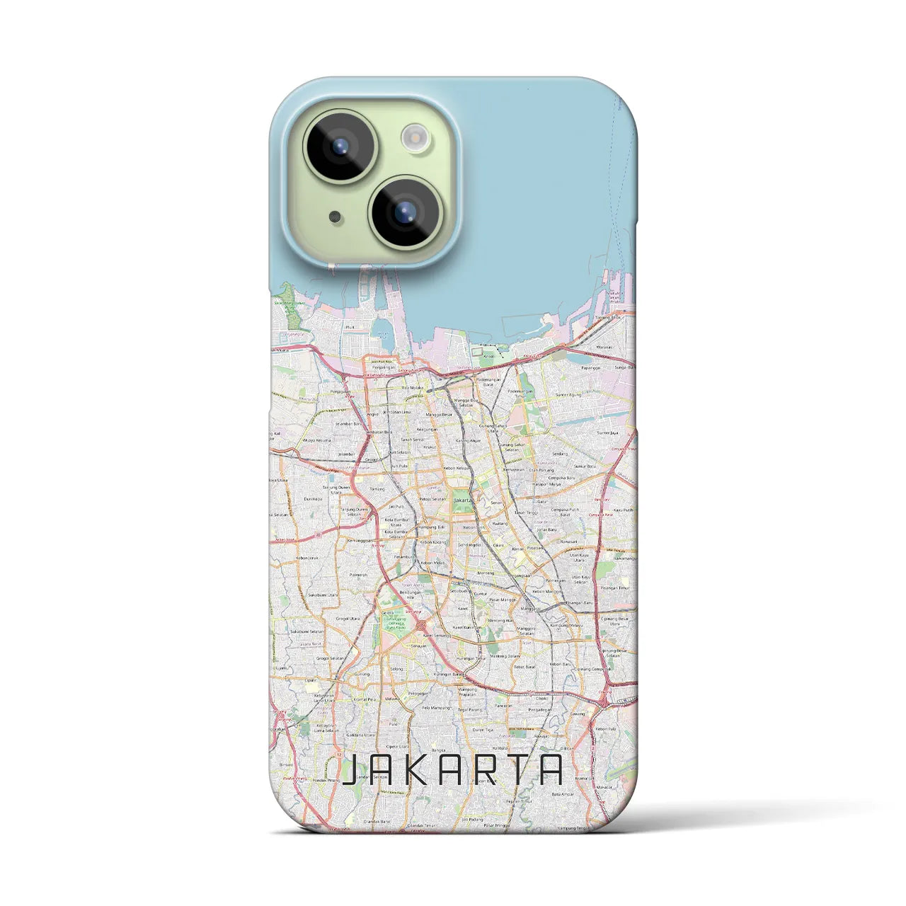 【ジャカルタ】地図柄iPhoneケース（バックカバータイプ・ナチュラル）iPhone 15 用