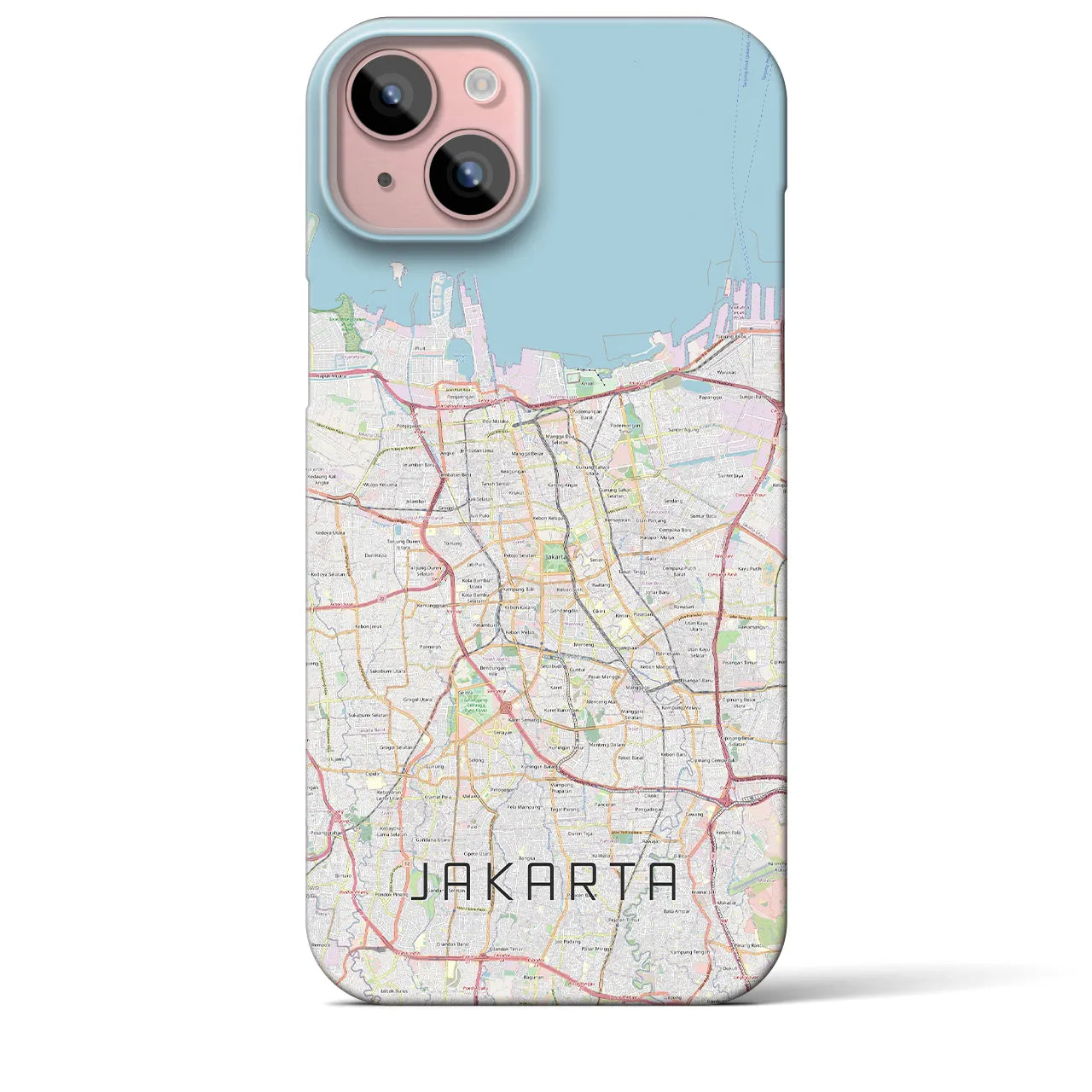 【ジャカルタ】地図柄iPhoneケース（バックカバータイプ・ナチュラル）iPhone 15 Plus 用