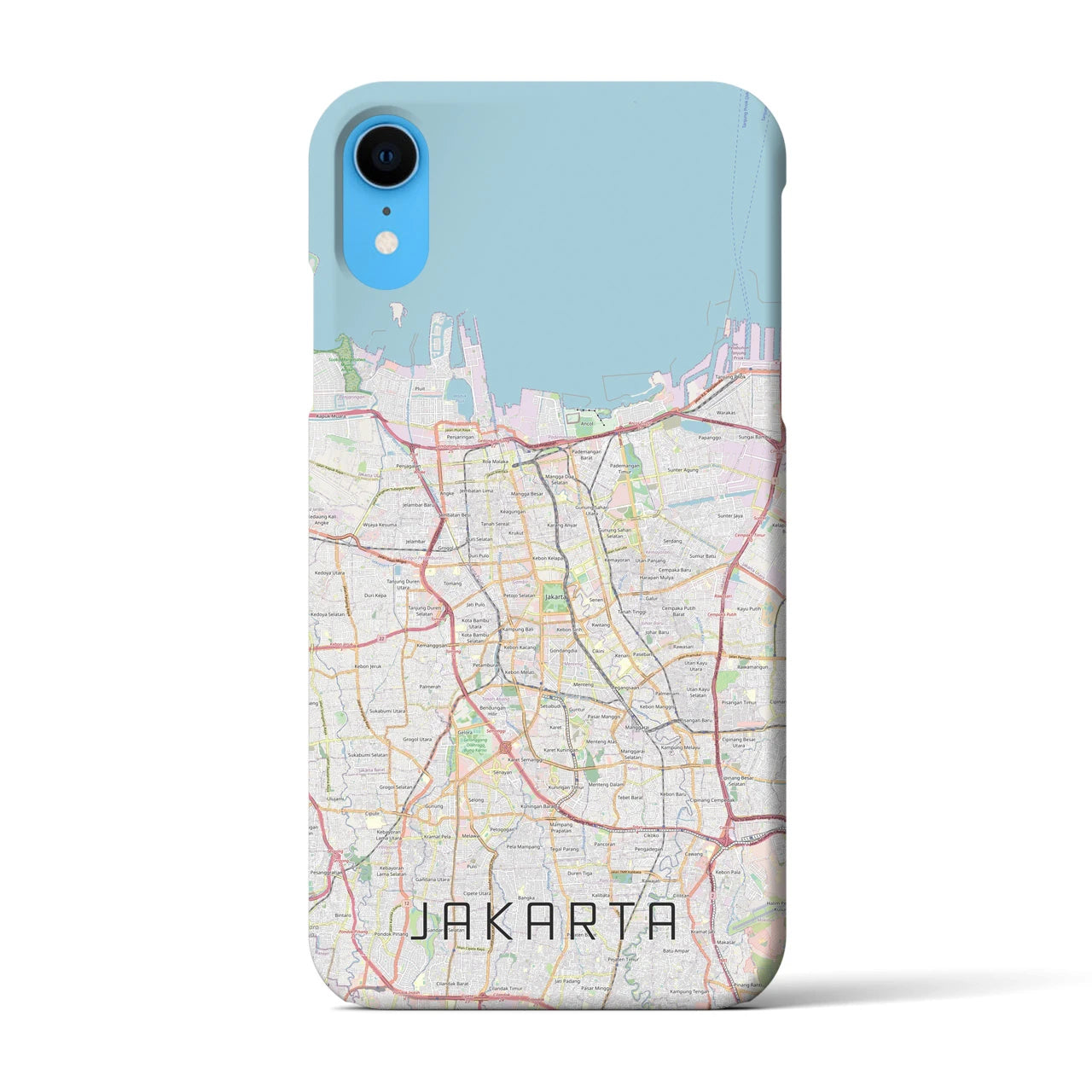 【ジャカルタ】地図柄iPhoneケース（バックカバータイプ・ナチュラル）iPhone XR 用