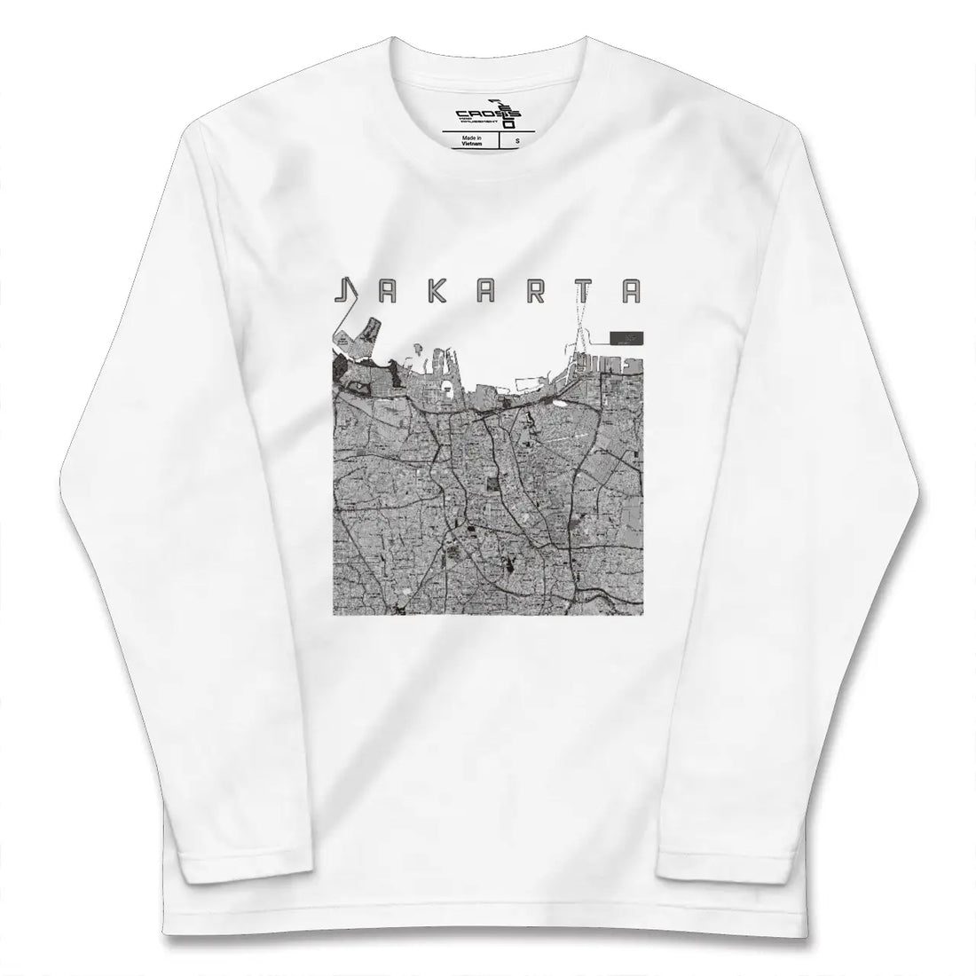 【ジャカルタ(インドネシア)】地図柄ロングスリーブTシャツ