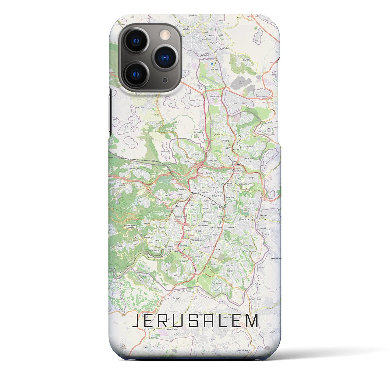 【エルサレム】地図柄iPhoneケース（バックカバータイプ・ナチュラル）iPhone 11 Pro Max 用