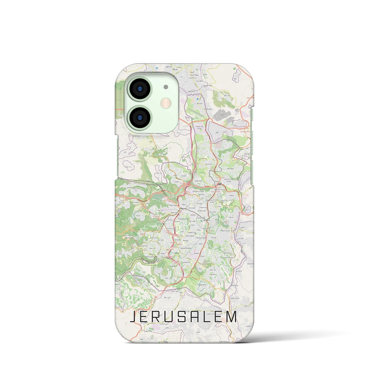【エルサレム】地図柄iPhoneケース（バックカバータイプ・ナチュラル）iPhone 12 mini 用