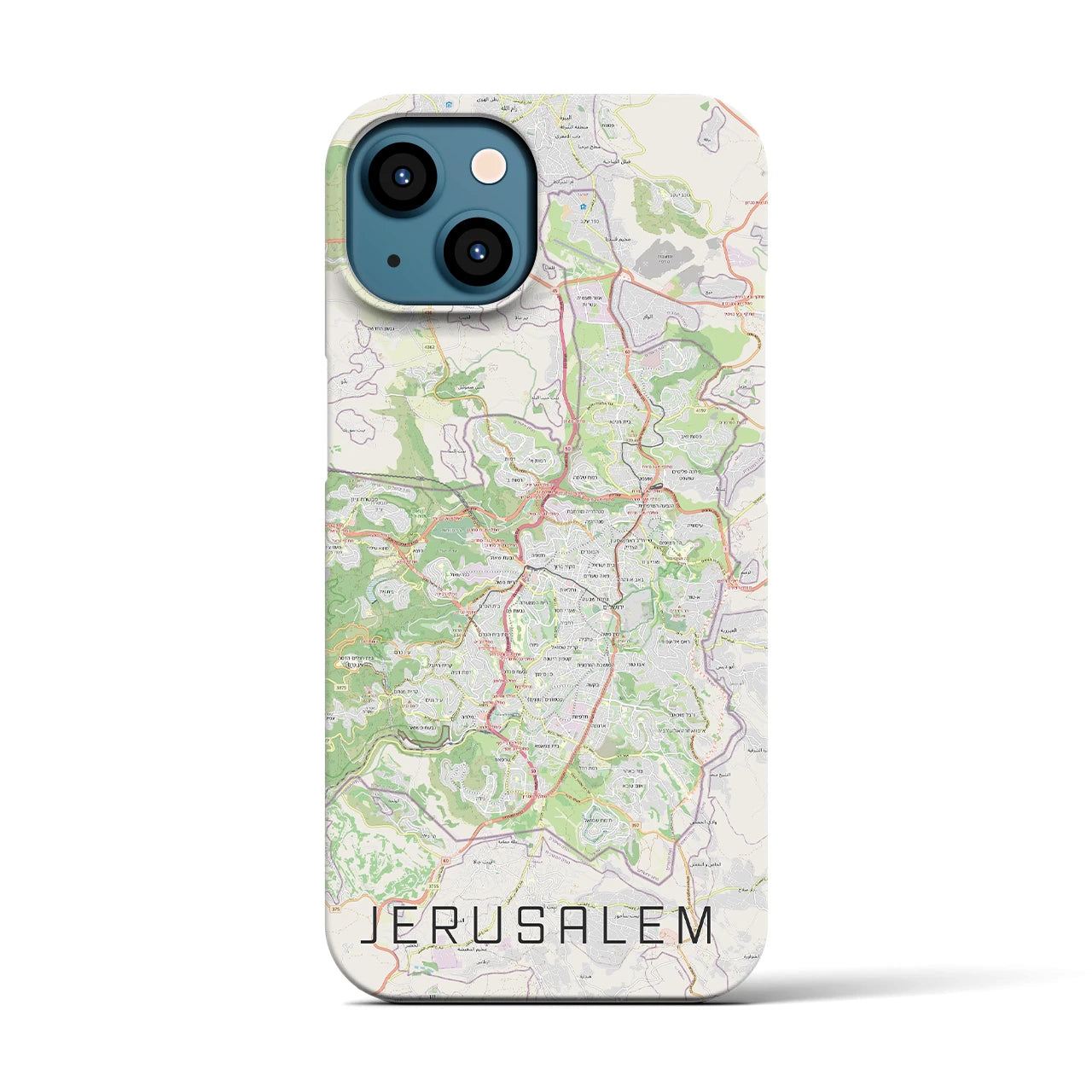 【エルサレム】地図柄iPhoneケース（バックカバータイプ・ナチュラル）iPhone 13 用