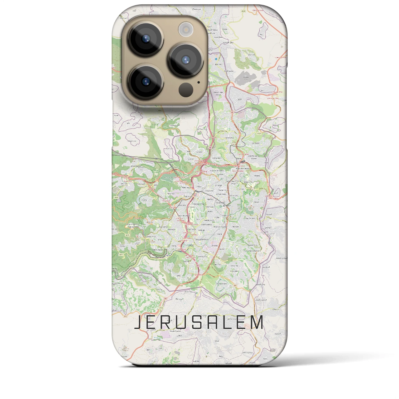 【エルサレム】地図柄iPhoneケース（バックカバータイプ・ナチュラル）iPhone 14 Pro Max 用