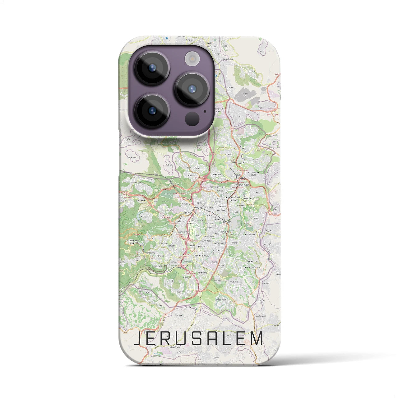 【エルサレム】地図柄iPhoneケース（バックカバータイプ・ナチュラル）iPhone 14 Pro 用