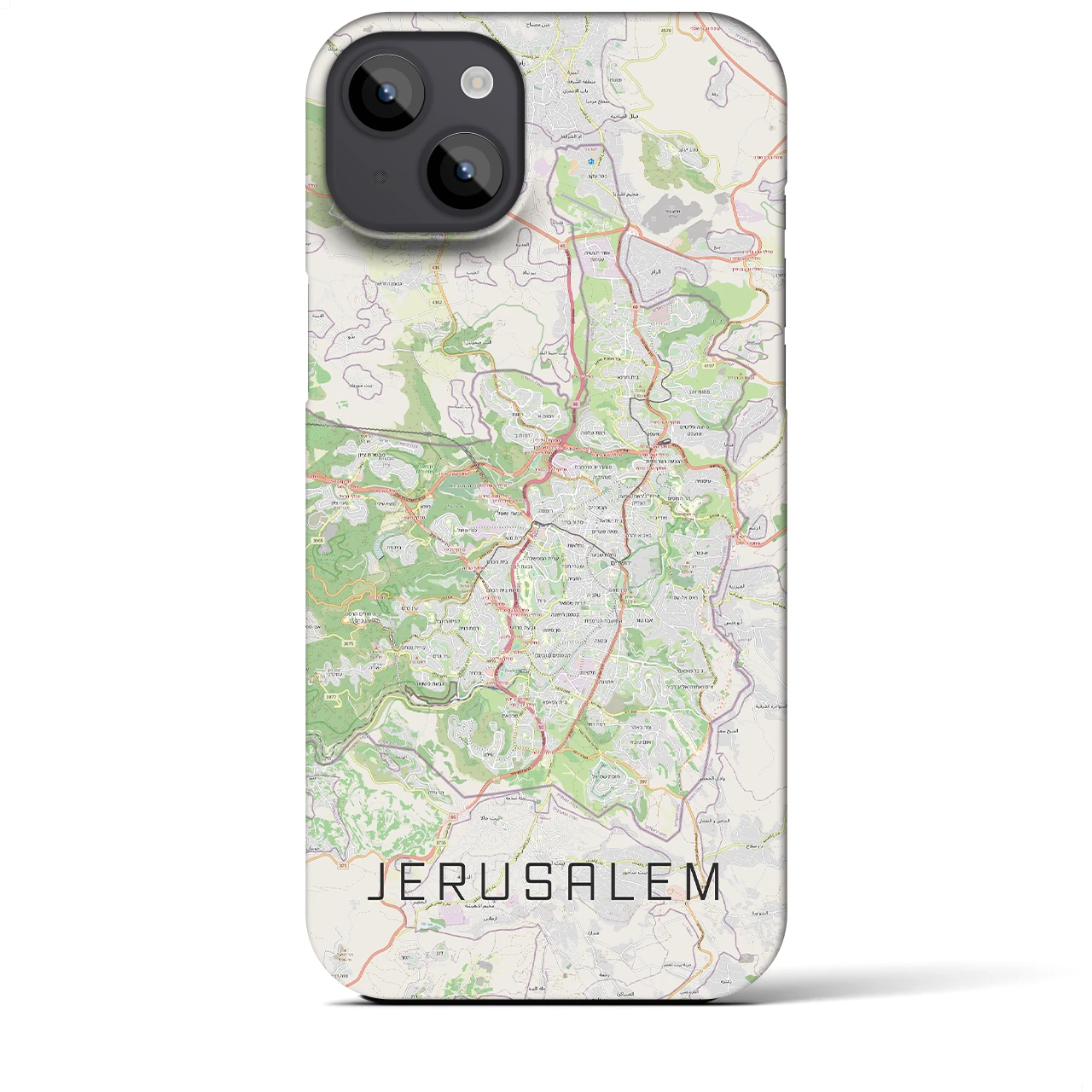 【エルサレム】地図柄iPhoneケース（バックカバータイプ・ナチュラル）iPhone 14 Plus 用