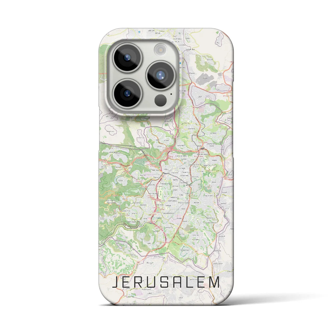 【エルサレム】地図柄iPhoneケース（バックカバータイプ・ナチュラル）iPhone 15 Pro 用