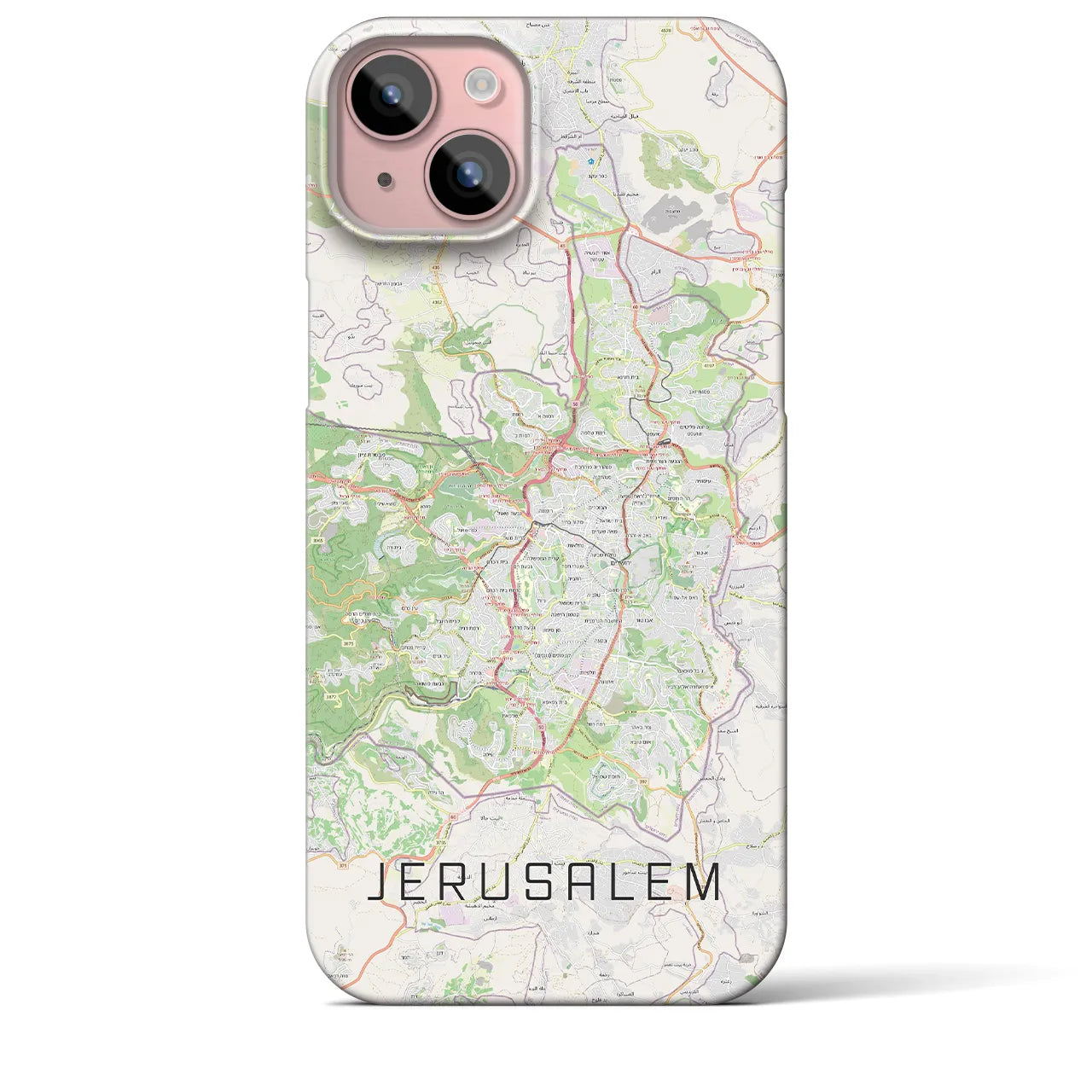 【エルサレム】地図柄iPhoneケース（バックカバータイプ・ナチュラル）iPhone 15 Plus 用