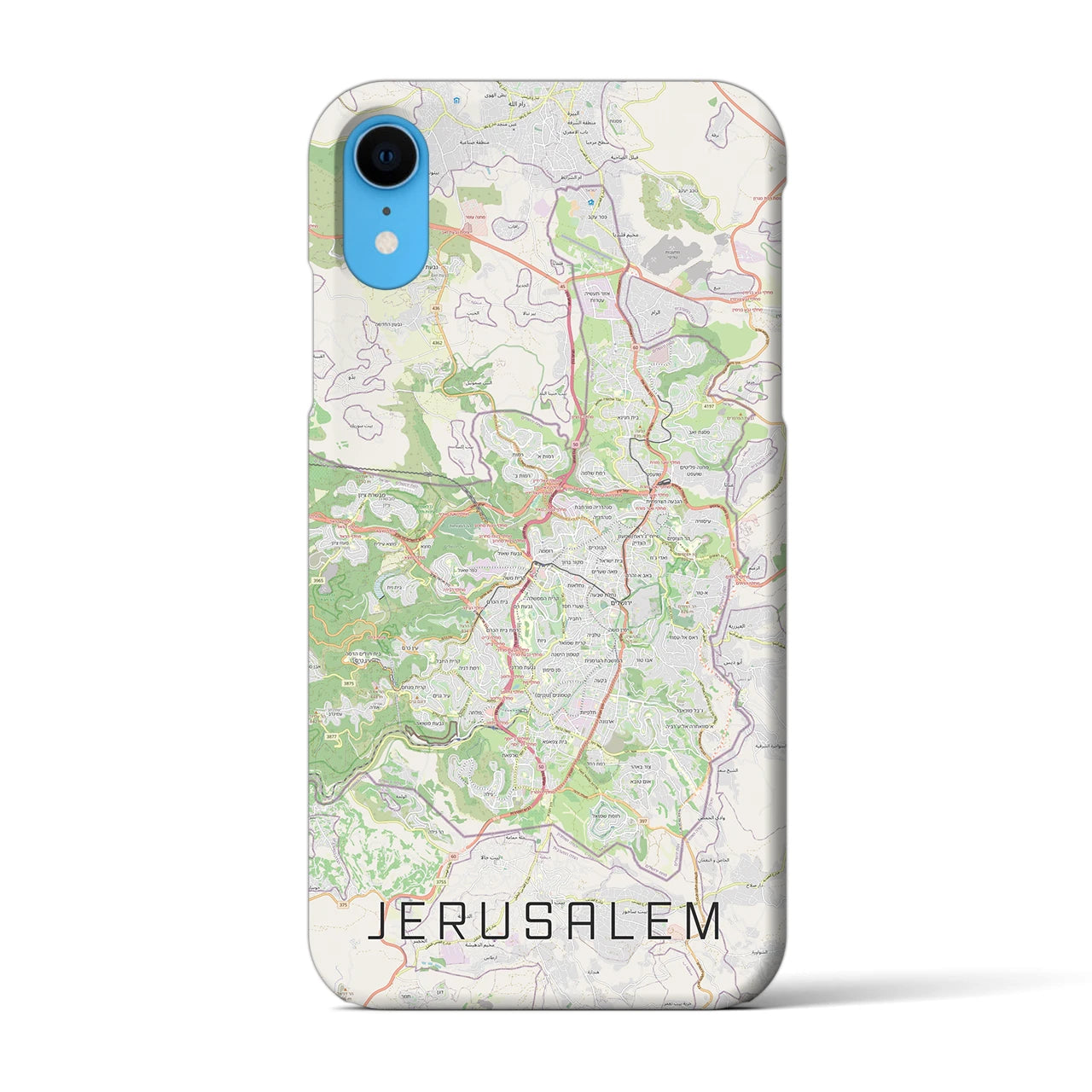【エルサレム】地図柄iPhoneケース（バックカバータイプ・ナチュラル）iPhone XR 用
