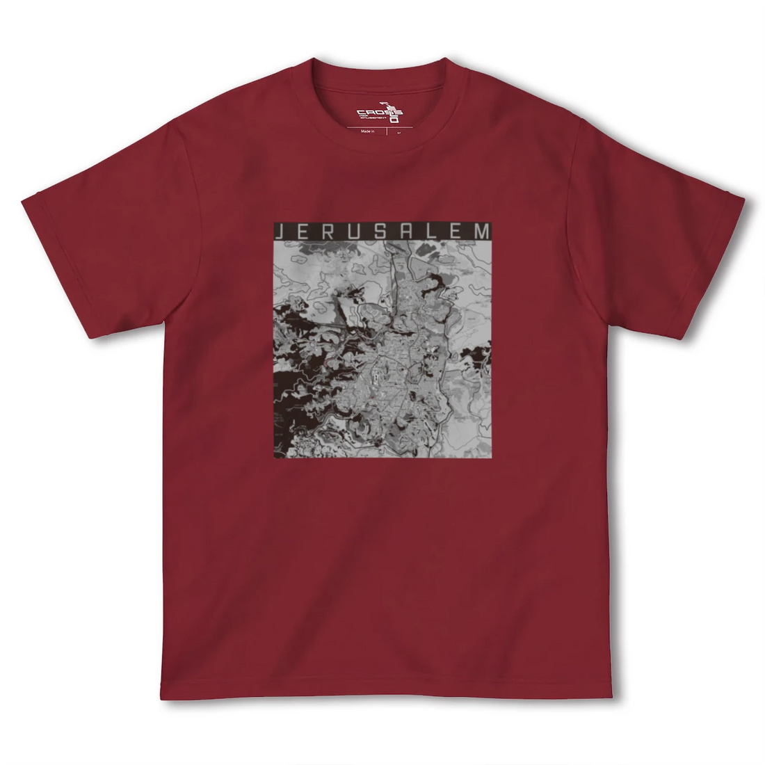 【エルサレム(イスラエル)】地図柄ヘビーウェイトTシャツ