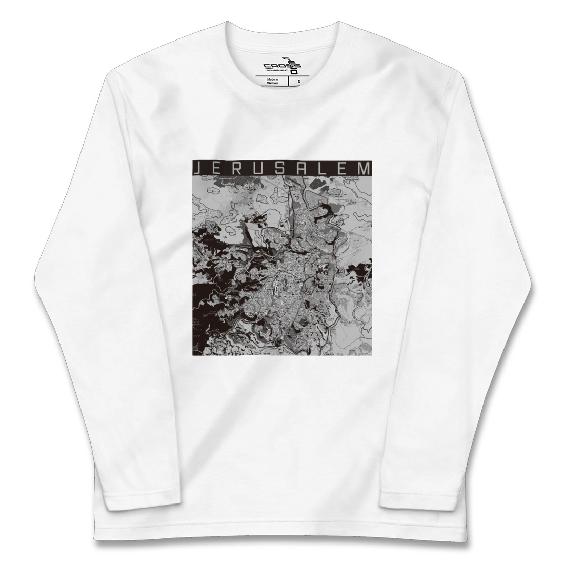 【エルサレム(イスラエル)】地図柄ロングスリーブTシャツ