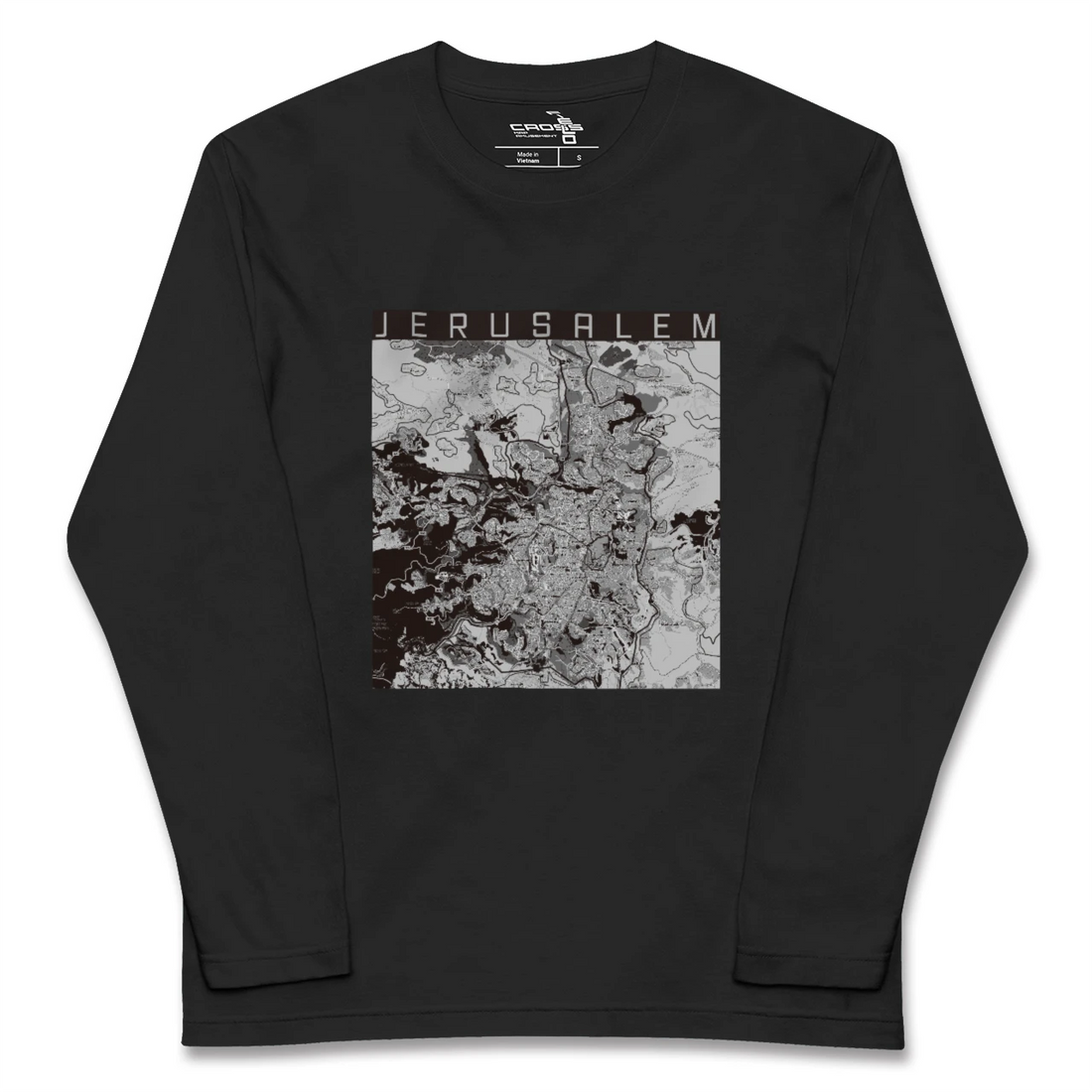 【エルサレム(イスラエル)】地図柄ロングスリーブTシャツ