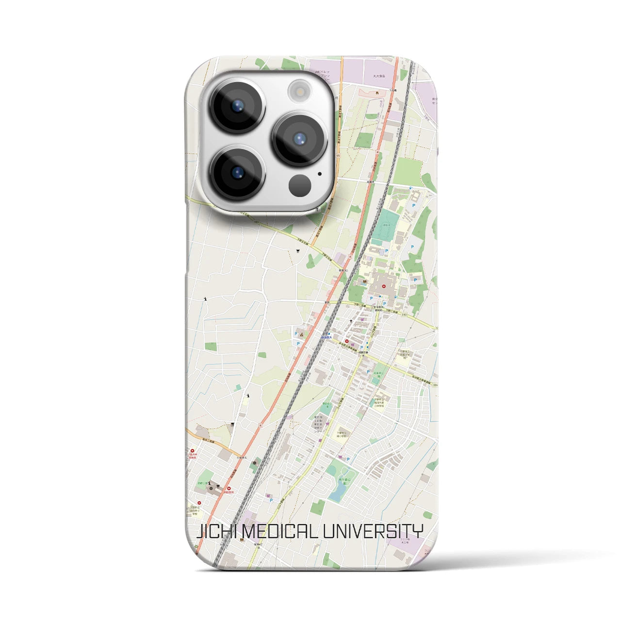 【自治医大】地図柄iPhoneケース（バックカバータイプ・ナチュラル）iPhone 14 Pro 用