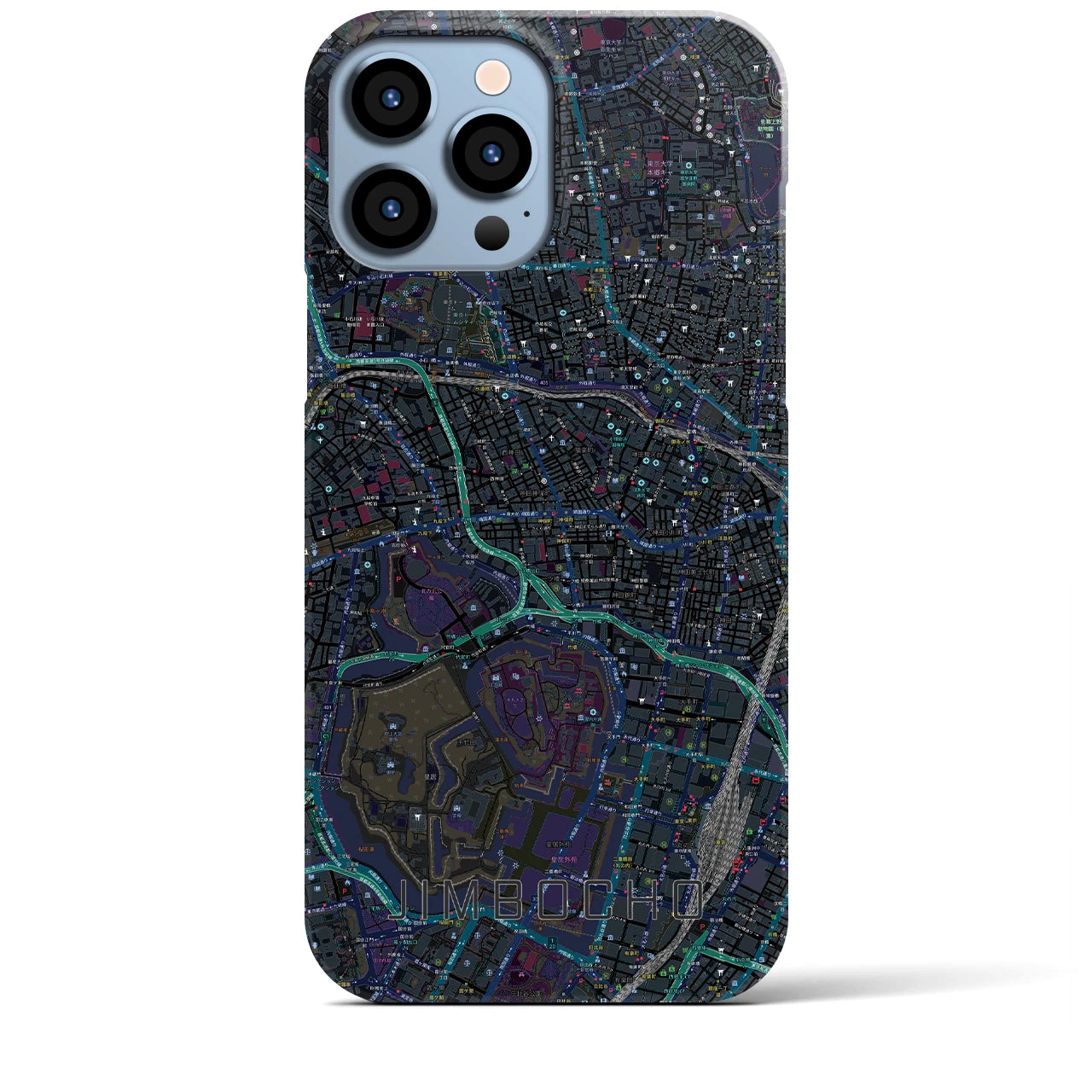 【神保町】地図柄iPhoneケース（バックカバータイプ・ブラック）iPhone 13 Pro Max 用