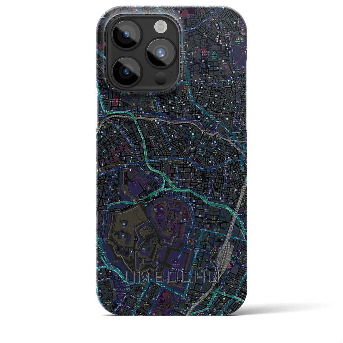 【神保町】地図柄iPhoneケース（バックカバータイプ・ブラック）iPhone 15 Pro Max 用