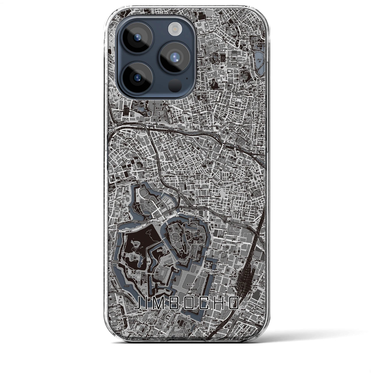 【神保町】地図柄iPhoneケース（クリアタイプ・モノトーン）iPhone 15 Pro Max 用