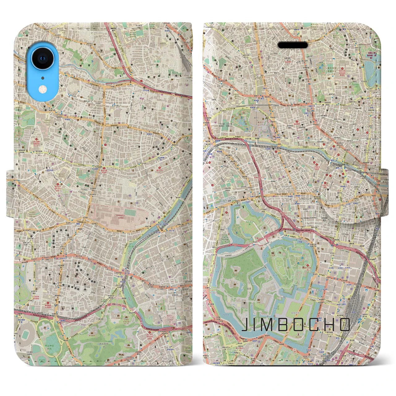 【神保町】地図柄iPhoneケース（手帳両面タイプ・ナチュラル）iPhone XR 用