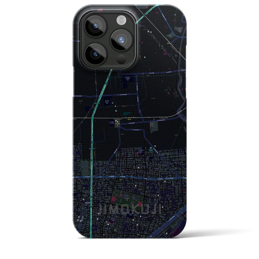 【甚目寺】地図柄iPhoneケース（バックカバータイプ・ブラック）iPhone 15 Pro Max 用
