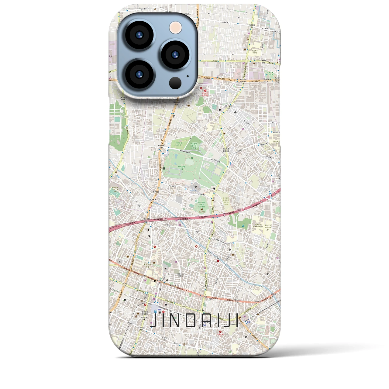 【深大寺】地図柄iPhoneケース（バックカバータイプ・ナチュラル）iPhone 13 Pro Max 用