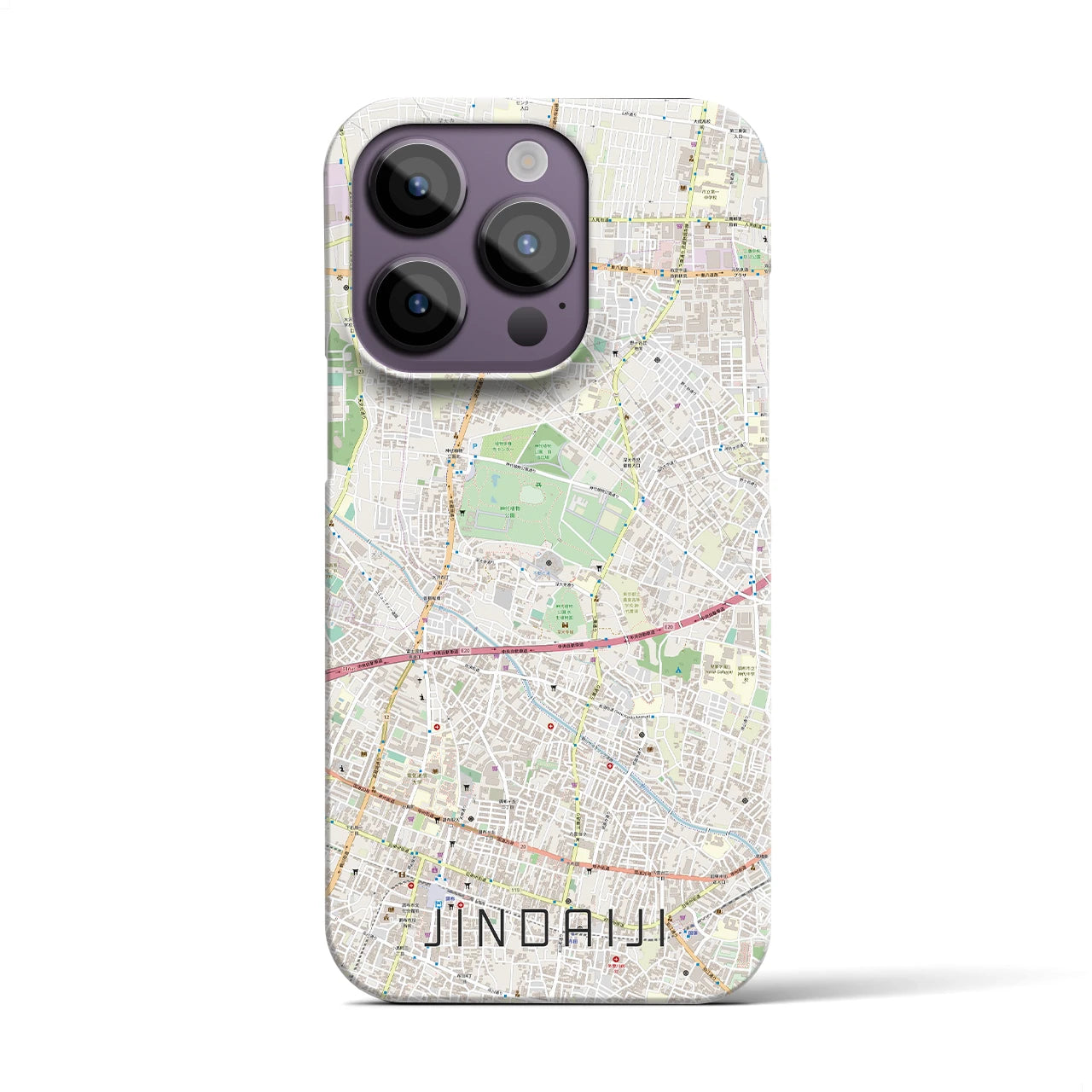 【深大寺】地図柄iPhoneケース（バックカバータイプ・ナチュラル）iPhone 14 Pro 用