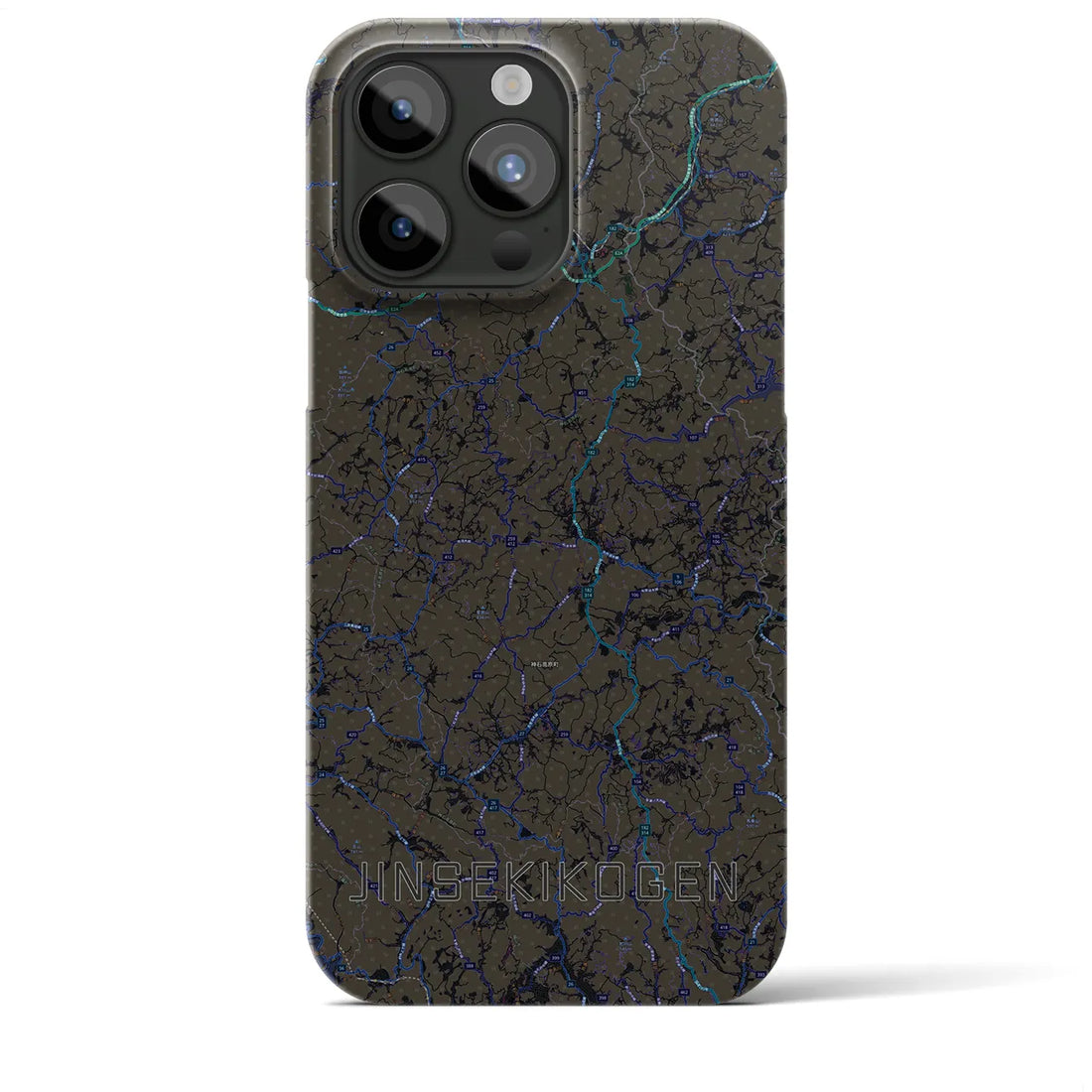 【神石高原】地図柄iPhoneケース（バックカバータイプ・ブラック）iPhone 15 Pro Max 用