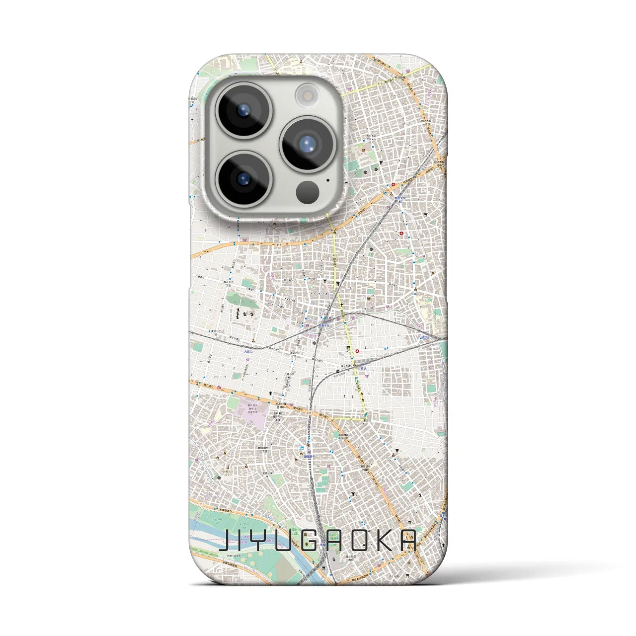 【自由が丘】地図柄iPhoneケース（バックカバータイプ・ナチュラル）iPhone 15 Pro 用