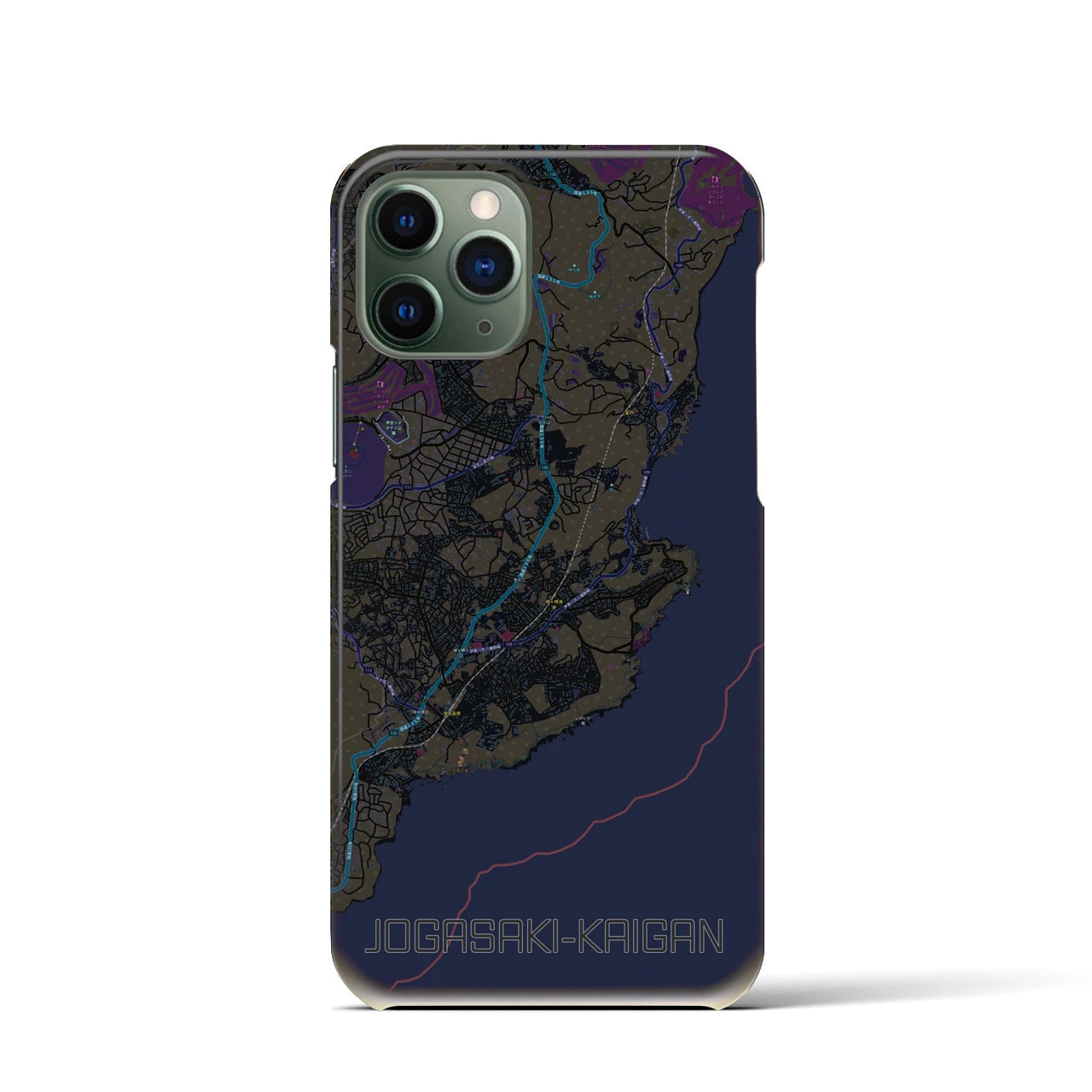 【城ヶ崎海岸】地図柄iPhoneケース（バックカバータイプ・ブラック）iPhone 11 Pro 用