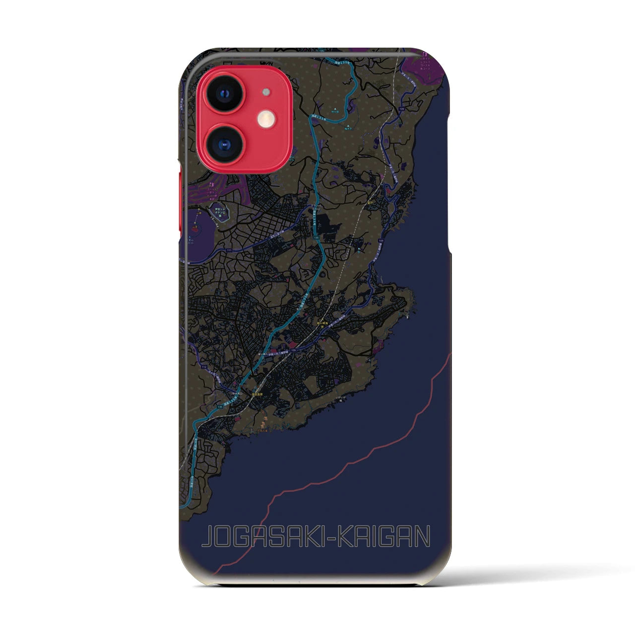 【城ヶ崎海岸】地図柄iPhoneケース（バックカバータイプ・ブラック）iPhone 11 用