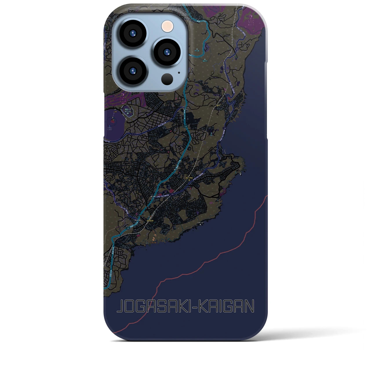 【城ヶ崎海岸】地図柄iPhoneケース（バックカバータイプ・ブラック）iPhone 13 Pro Max 用