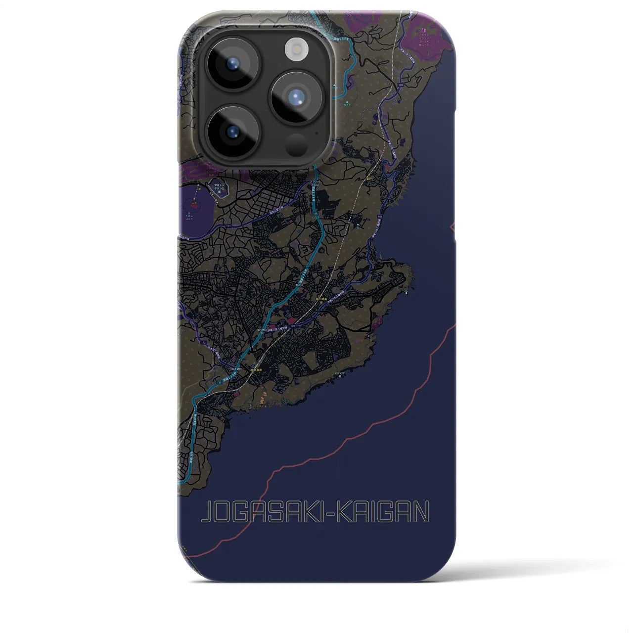 【城ヶ崎海岸】地図柄iPhoneケース（バックカバータイプ・ブラック）iPhone 15 Pro Max 用