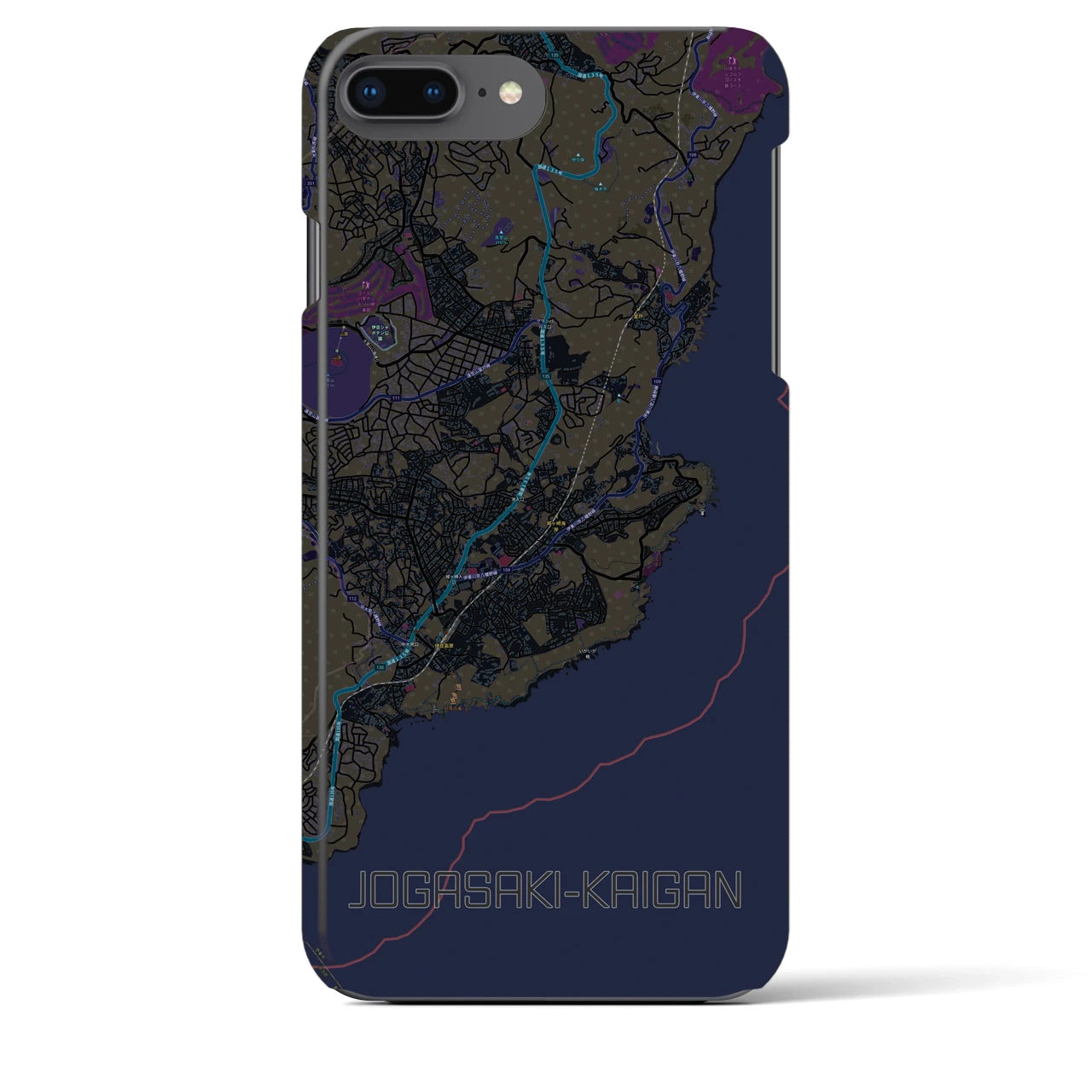 【城ヶ崎海岸】地図柄iPhoneケース（バックカバータイプ・ブラック）iPhone 8Plus /7Plus / 6sPlus / 6Plus 用