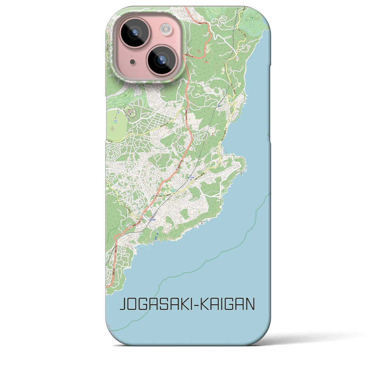 【城ヶ崎海岸】地図柄iPhoneケース（バックカバータイプ・ナチュラル）iPhone 15 Plus 用