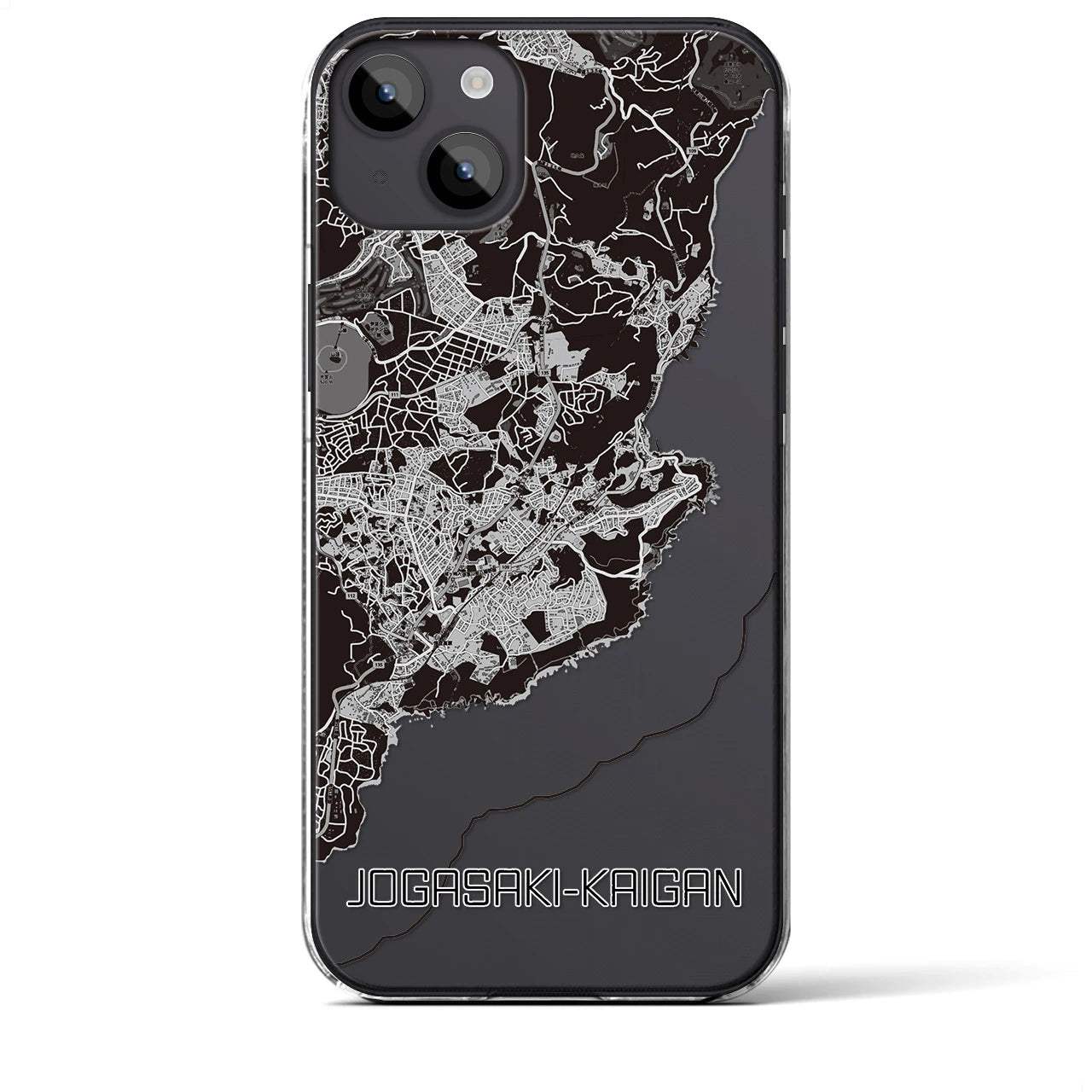 【城ヶ崎海岸】地図柄iPhoneケース（クリアタイプ・モノトーン）iPhone 14 Plus 用