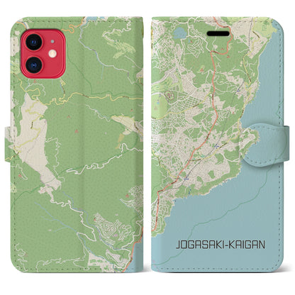 【城ヶ崎海岸】地図柄iPhoneケース（手帳両面タイプ・ナチュラル）iPhone 11 用