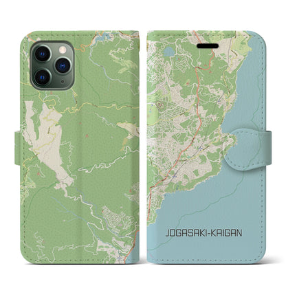 【城ヶ崎海岸】地図柄iPhoneケース（手帳両面タイプ・ナチュラル）iPhone 11 Pro 用