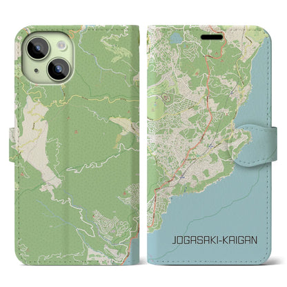 【城ヶ崎海岸】地図柄iPhoneケース（手帳両面タイプ・ナチュラル）iPhone 15 用