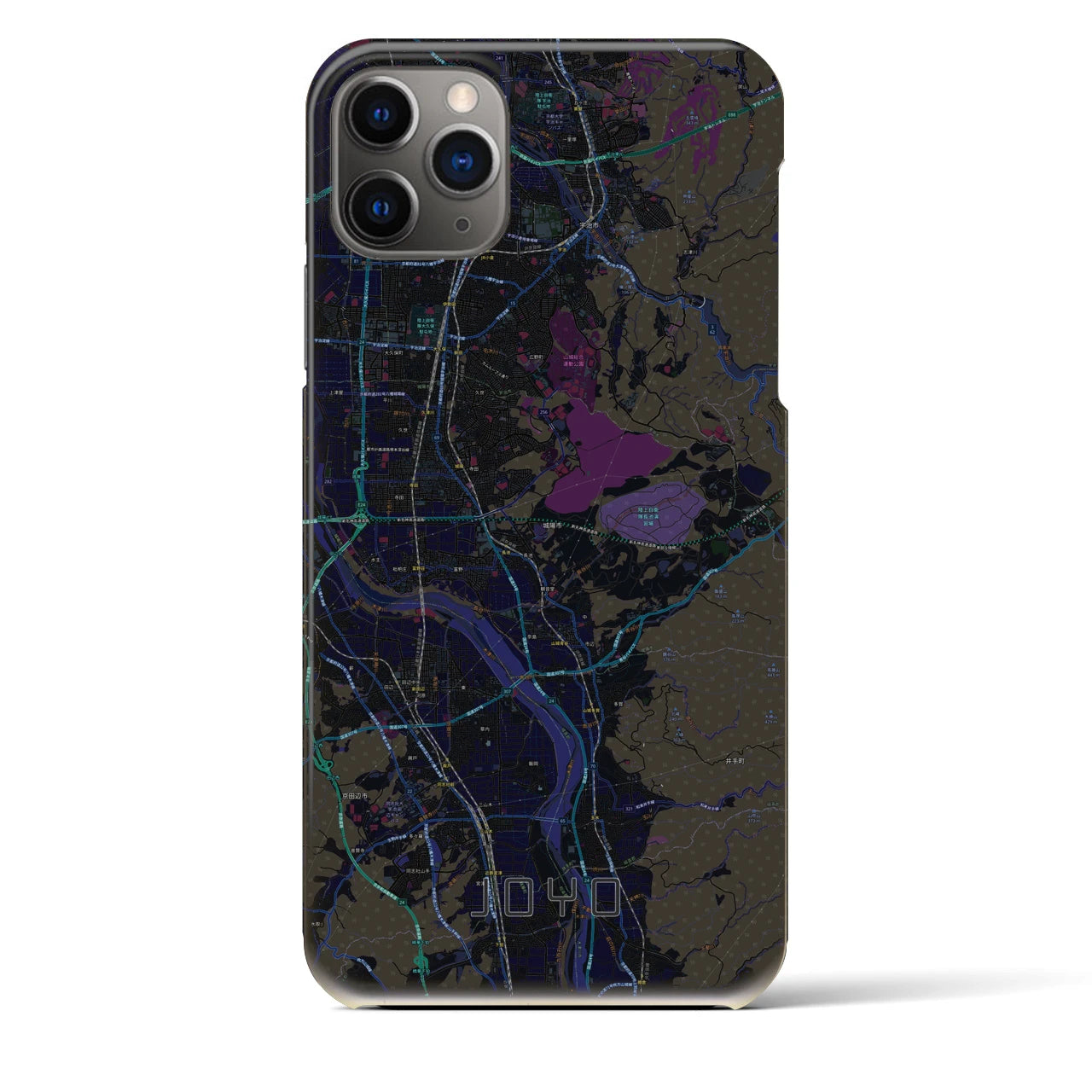 【城陽】地図柄iPhoneケース（バックカバータイプ・ブラック）iPhone 11 Pro Max 用